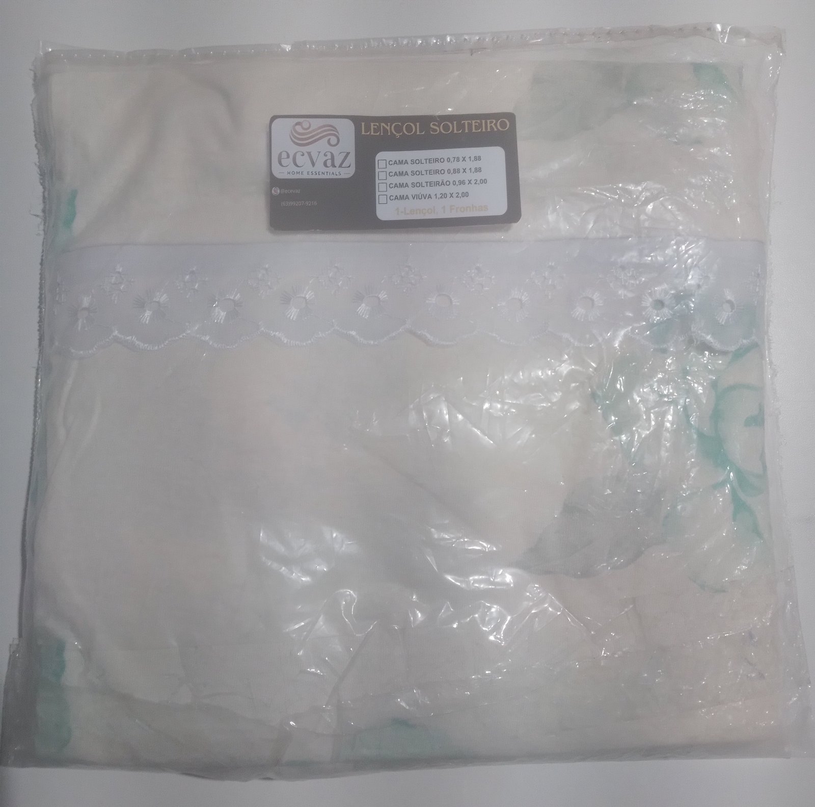 Lençol de Solteiro (Branco/Verde)